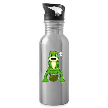 Frosch Bodybuilder Hantel Bodybuilding - Trinkflasche mit integriertem Trinkhalm - Lightsilver - Rechts
