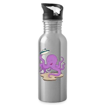 Octopus Toy Boat - Water bottle with straw - silver - Right