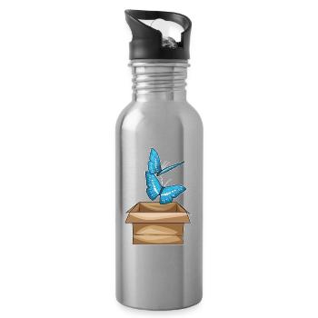 Schmetterling Karton - Trinkflasche mit integriertem Trinkhalm - Lightsilver - Rechts