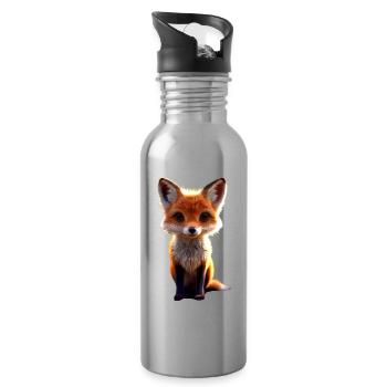 Fox I Love Foxes Red Fox Wild Cute Fox - Water bottle with straw - silver - Right