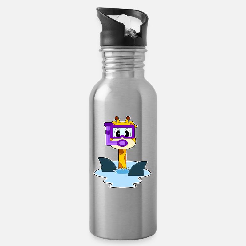 Giraffe Taucher Schnorchel Tauchen - Trinkflasche mit integriertem Trinkhalm - Lightsilver