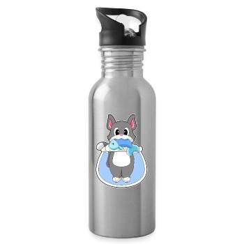 Katze Fisch - Trinkflasche mit integriertem Trinkhalm - Lightsilver - Rechts