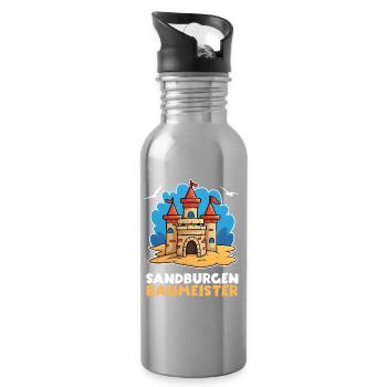 Sandburg Sand Strand Meer – Sandburgen Baumeister - Trinkflasche mit integriertem Trinkhalm - Lightsilver - Rechts