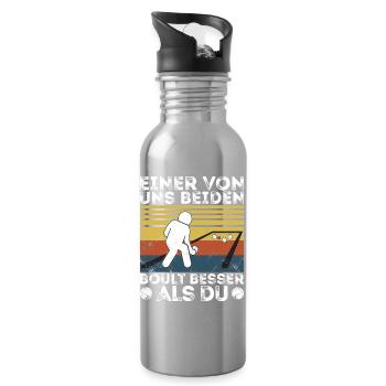 L’un de nous deux boult - bouler petanque - Gourde avec paille intégrée - argent clair - Droite