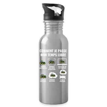 COMMENT JE PASSE MON TEMPS LIBRE - tracteur - Gourde avec paille intégrée - argent clair - Droite