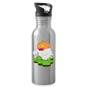 Citrouille fantôme d’Halloween - Gourde avec paille intégrée - argent clair - Droite