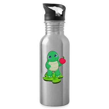 Turtle Apple - Water bottle with straw - silver - Right