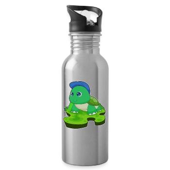Tortoise Student Cap School - Water bottle with straw - silver - Right