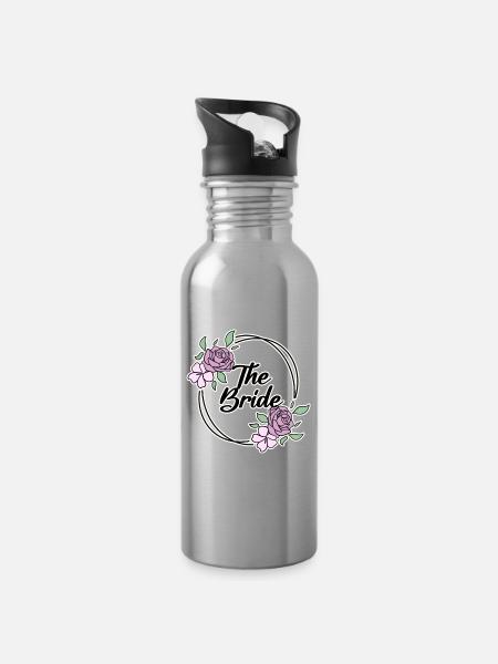Braut Motiv - Trinkflasche mit integriertem Trinkhalm - Lightsilver
