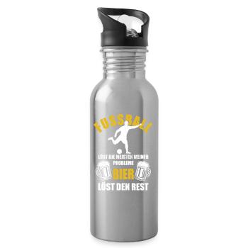 Fußball löst die meisten meiner Probleme Bier - Trinkflasche mit integriertem Trinkhalm - Lightsilver - Rechts