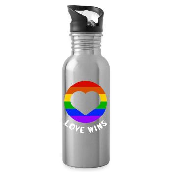 Love wins - Water bottle with straw - silver - Right