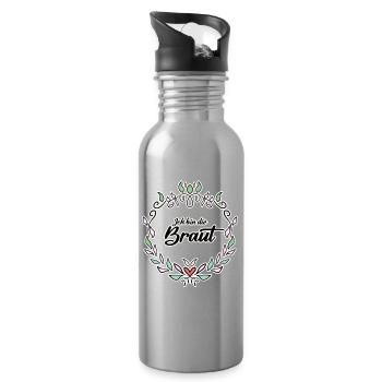 Braut Motiv Form - Trinkflasche mit integriertem Trinkhalm - Lightsilver - Rechts