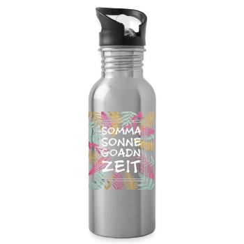Somma Sonne Goadn Zeit, Sommer Sonne Garten Zeit - Trinkflasche mit integriertem Trinkhalm - Lightsilver - Rechts