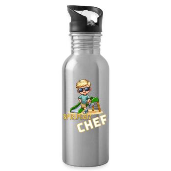 Spielplatz Chef - Cooles Jungen Outfit für Sommer - Trinkflasche mit integriertem Trinkhalm - Lightsilver - Rechts