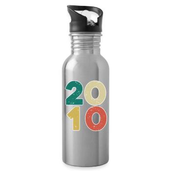 2010 - Année 2010 - Année 2010 - Gourde avec paille intégrée - argent clair - Droite