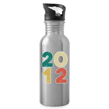 2012 - Jahrgang 2012 - Baujahr 2012 - Trinkflasche mit integriertem Trinkhalm - Lightsilver - Rechts