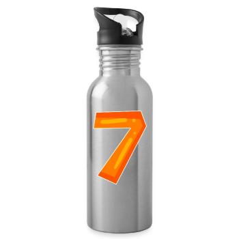 Number Seven - Number 7 Number - Water bottle with straw - silver - Right