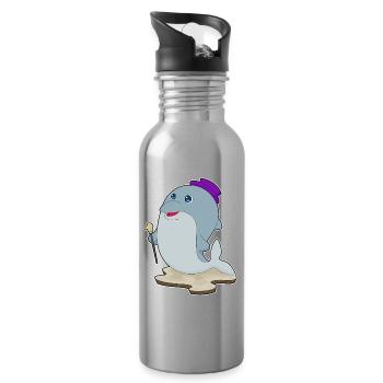 Bâton de marche Dolphin Pensioner - Gourde avec paille intégrée - argent clair - Droite
