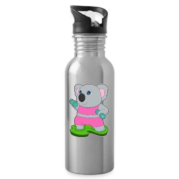 Bodybuilder Koala Haltères Bodybuilding - Gourde avec paille intégrée - argent clair - Droite
