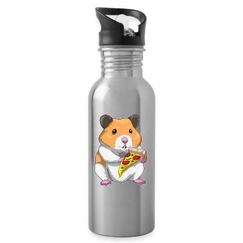 Hamster Pizza - Water bottle with straw - silver - Right