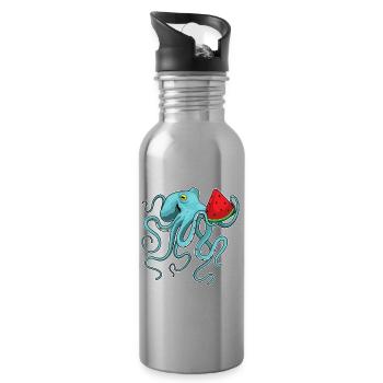 Octopus Watermelon - Water bottle with straw - silver - Right