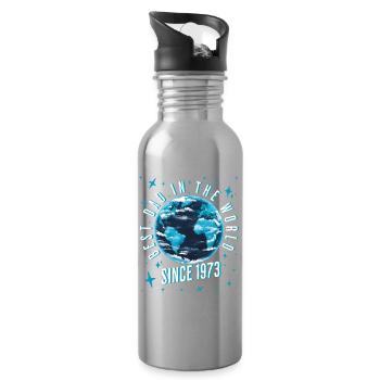 Bester Papa der Welt seit 1973 Vatertag - Trinkflasche mit integriertem Trinkhalm - Lightsilver - Rechts