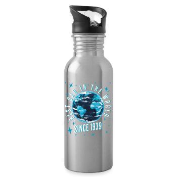 Best dad in the world since 1939 Father's Day - Water bottle with straw - silver - Right