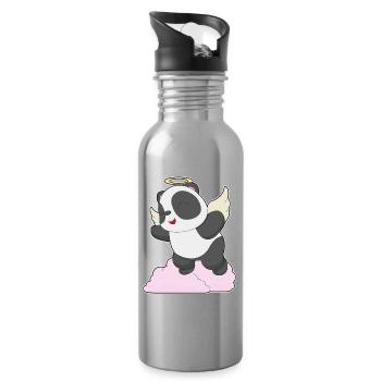 Ailes d’ange de panda - Gourde avec paille intégrée - argent clair - Droite