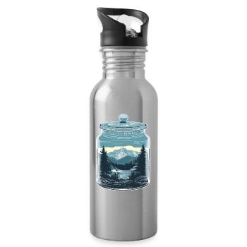 Captured Memories - Natur Berglandschaft im Glas - Trinkflasche mit integriertem Trinkhalm - Lightsilver - Rechts