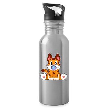 Tétine Tigre-Bébé - Gourde avec paille intégrée - argent clair - Droite