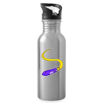 Rocket motif - Water bottle with straw - silver - Right
