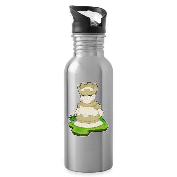 Schachfigur Turm Schach - Trinkflasche mit integriertem Trinkhalm - Lightsilver - Rechts