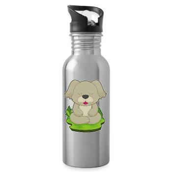 Dog Yoga Fitness Meditation - Water bottle with straw - silver - Right