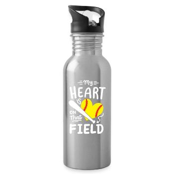 Softball Mama Papa - Trinkflasche mit integriertem Trinkhalm - Lightsilver - Rechts