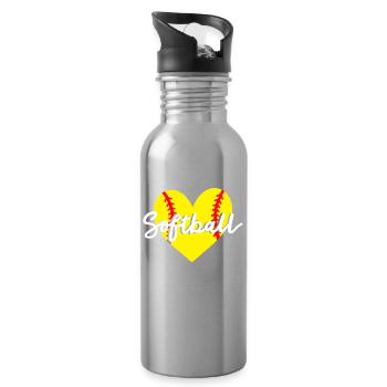 Softball Herz - Trinkflasche mit integriertem Trinkhalm - Lightsilver - Rechts