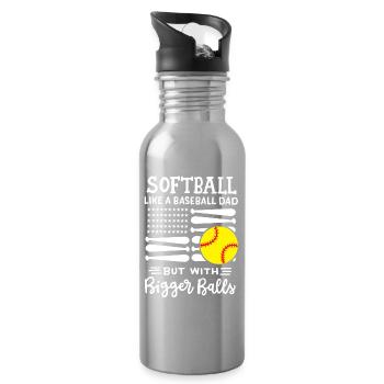 Softball Softball Papa - Trinkflasche mit integriertem Trinkhalm - Lightsilver - Rechts