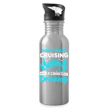 Kreuzfahrt Urlaub Trinken - Trinkflasche mit integriertem Trinkhalm - Lightsilver - Rechts
