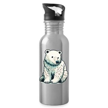Ours blanc - Gourde avec paille intégrée - argent clair - Droite