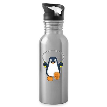 Pinguin Seilspringen Springseil Fitness - Trinkflasche mit integriertem Trinkhalm - Lightsilver - Rechts
