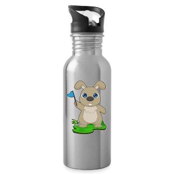 Rabbit Flag - Water bottle with straw - silver - Right