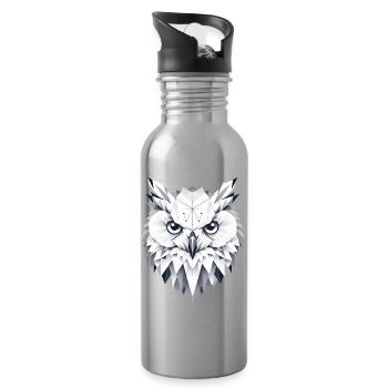 geometrische Schnee-Eule- Polygonen Motiv - Trinkflasche mit integriertem Trinkhalm - Lightsilver - Rechts