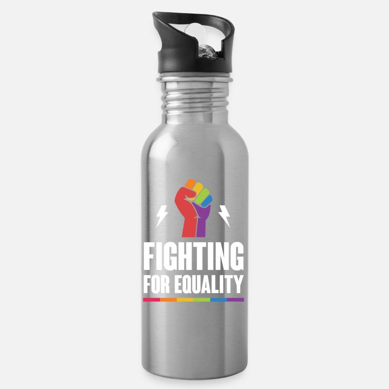 Mois de la fierté LGBTQ - Lutter pour l’égalité - Gourde avec paille intégrée - argent clair