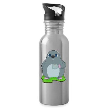 Taupe Café Tassee - Gourde avec paille intégrée - argent clair - Droite
