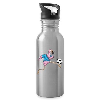 Flamingo Joueur de football Football - Gourde avec paille intégrée - argent clair - Droite