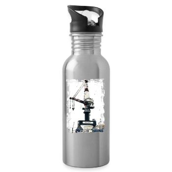 Rostock Port Liebherrr Crane - Water bottle with straw - silver - Right