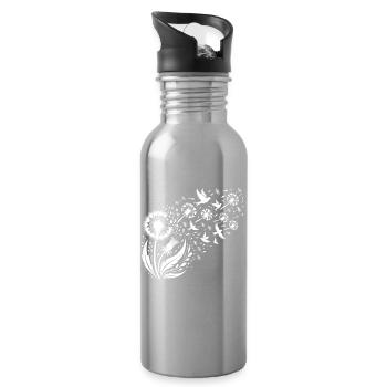 Pusteblume Vögel im Flug Natur Kunst Löwenzahn - Trinkflasche mit integriertem Trinkhalm - Lightsilver - Rechts