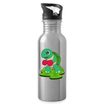 Turtle Boxer Boxing Gloves Boxing - Water bottle with straw - silver - Right