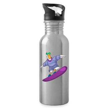 Snowboardeur Canard Snowboard - Gourde avec paille intégrée - argent clair - Droite