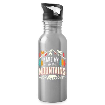 Take me to the Mountains - Trinkflasche mit integriertem Trinkhalm - Lightsilver - Rechts