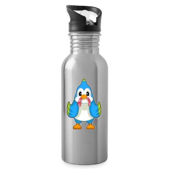 Parrot Worm - Water bottle with straw - silver - Right